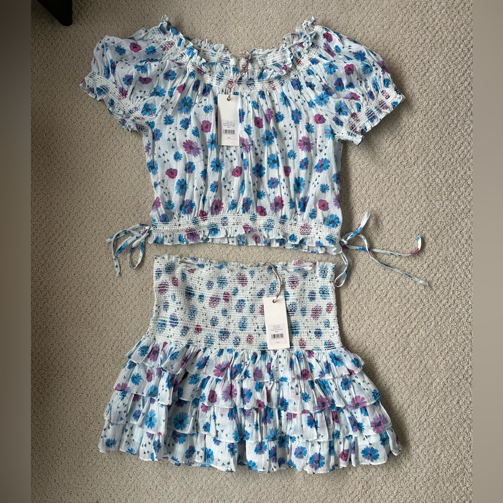 NWT LoveShackFancy Yorkie skirt and Rosalinda crop top size L set
